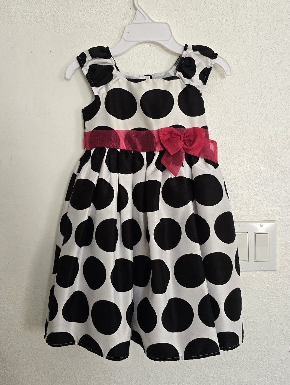 Cherokee Polka Dot Girls Dress Size 4 Black And White
